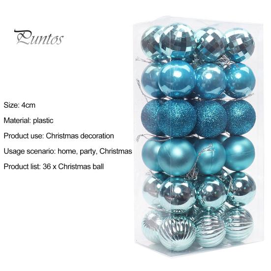 36Pcs 4cm Christmas Tree Color Ball Electroplating Multi Styles Boxed Unbreakable Reusable Scene Layout Plastic Xmas Party Decor Hanging Ball Pendant