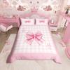 Homewish Kawaii Monogrammed Alphabet Duvet Cover Set Cartoon Ribbon Cherry Bedding Set Dreamy Fairy Tale Reversible Decor