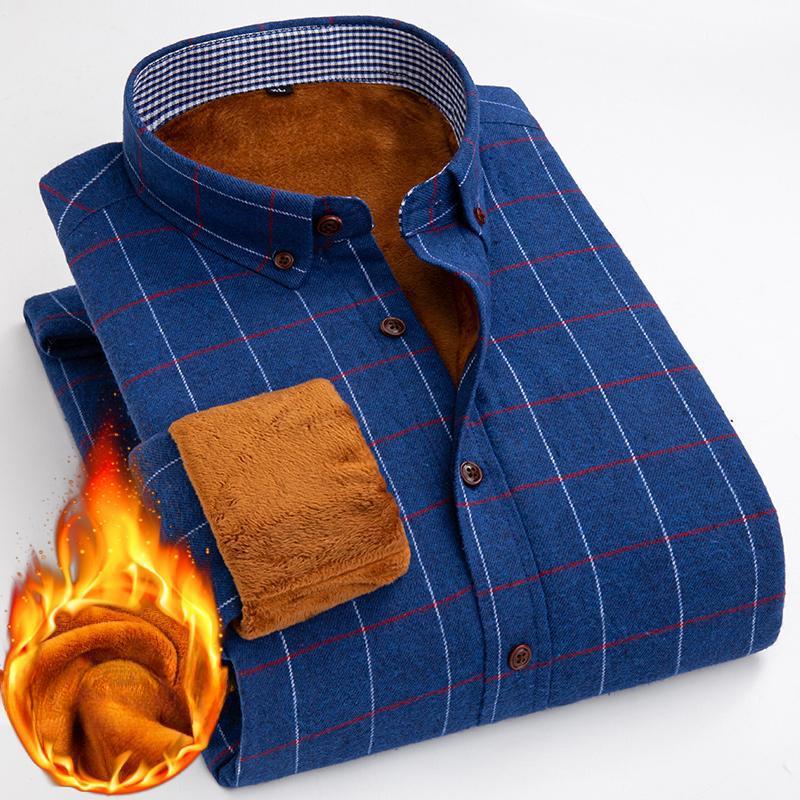 Hiver Nouveau T-shirt Thermique en Polaire à Manches Longues pour Homme Chemise à Carreaux en Polaire Intégrée Professionnelle et Confortable Épaissie pour Homme