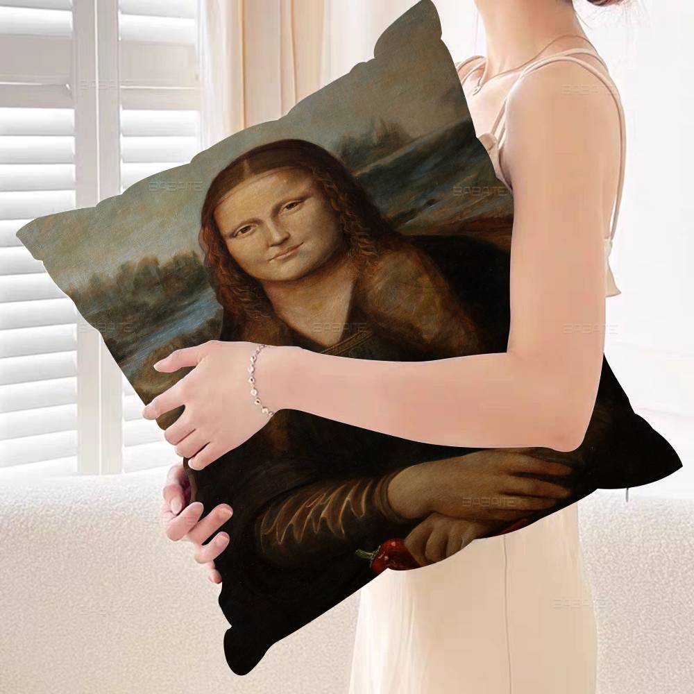 Mona Lisa Funny Wall Art Pictures Pillow Gifts Home Office Furnishings Bedroom Sofa Car Cushion Cover case 45x45cm
