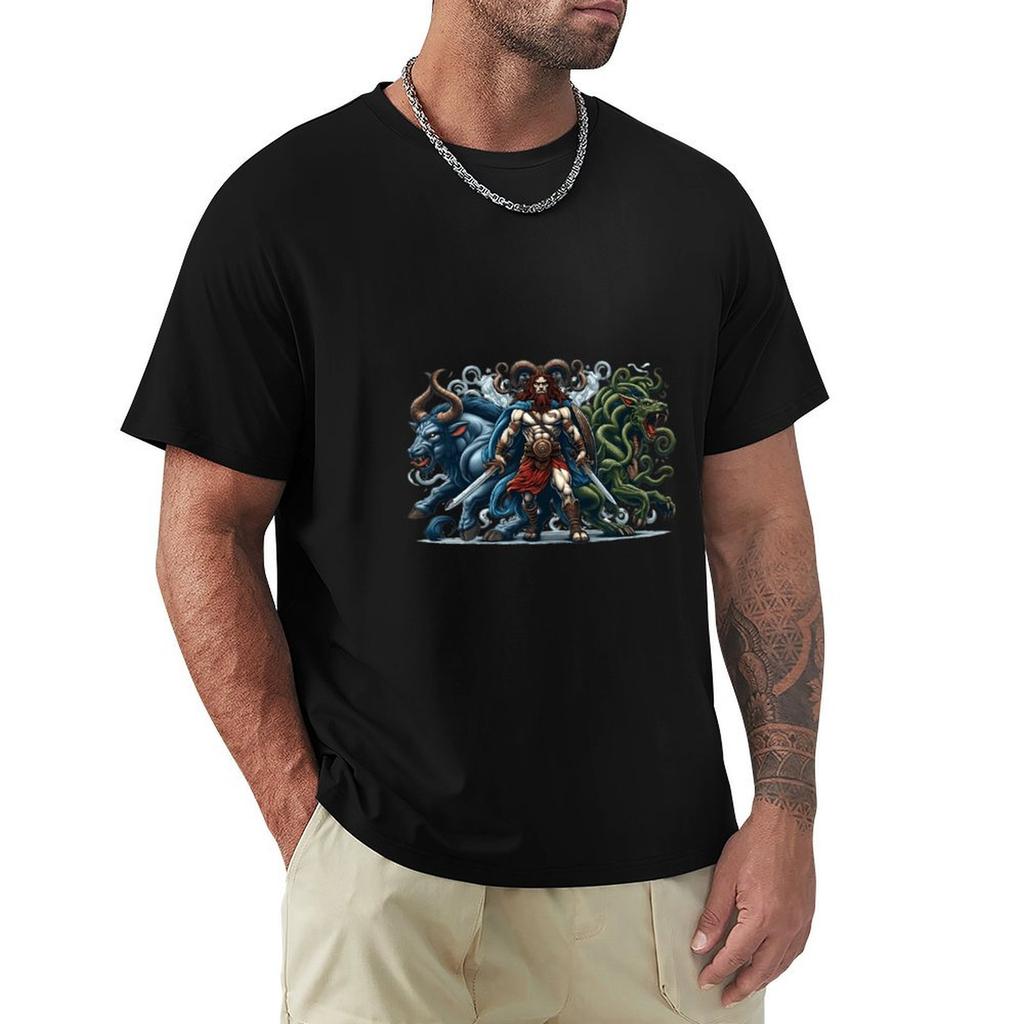 Mythical Defender: Minotaur and Dragon Companion T-Shirt sweat essential t shirt t shirts for men graphic