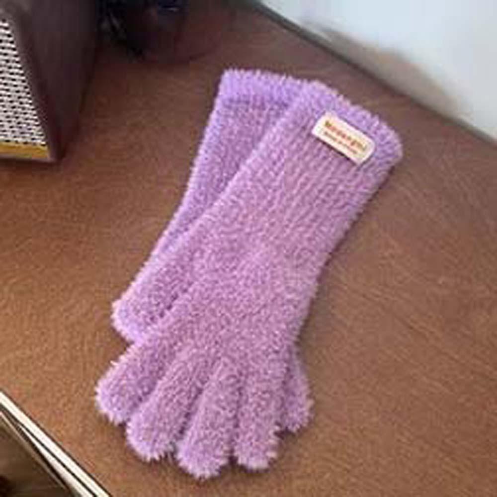 Y2K Soft Plush Finger Gloves  Anti-cold Mittens Personality Candy Color Gloves  Gifts
