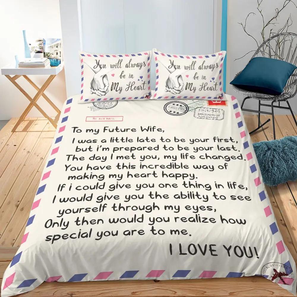 Mother's Day King Queen Duvet Cover Express Love For Mom Wife Bedding Set Colorful Floral Quilt Cover Polyester Comforter Cover