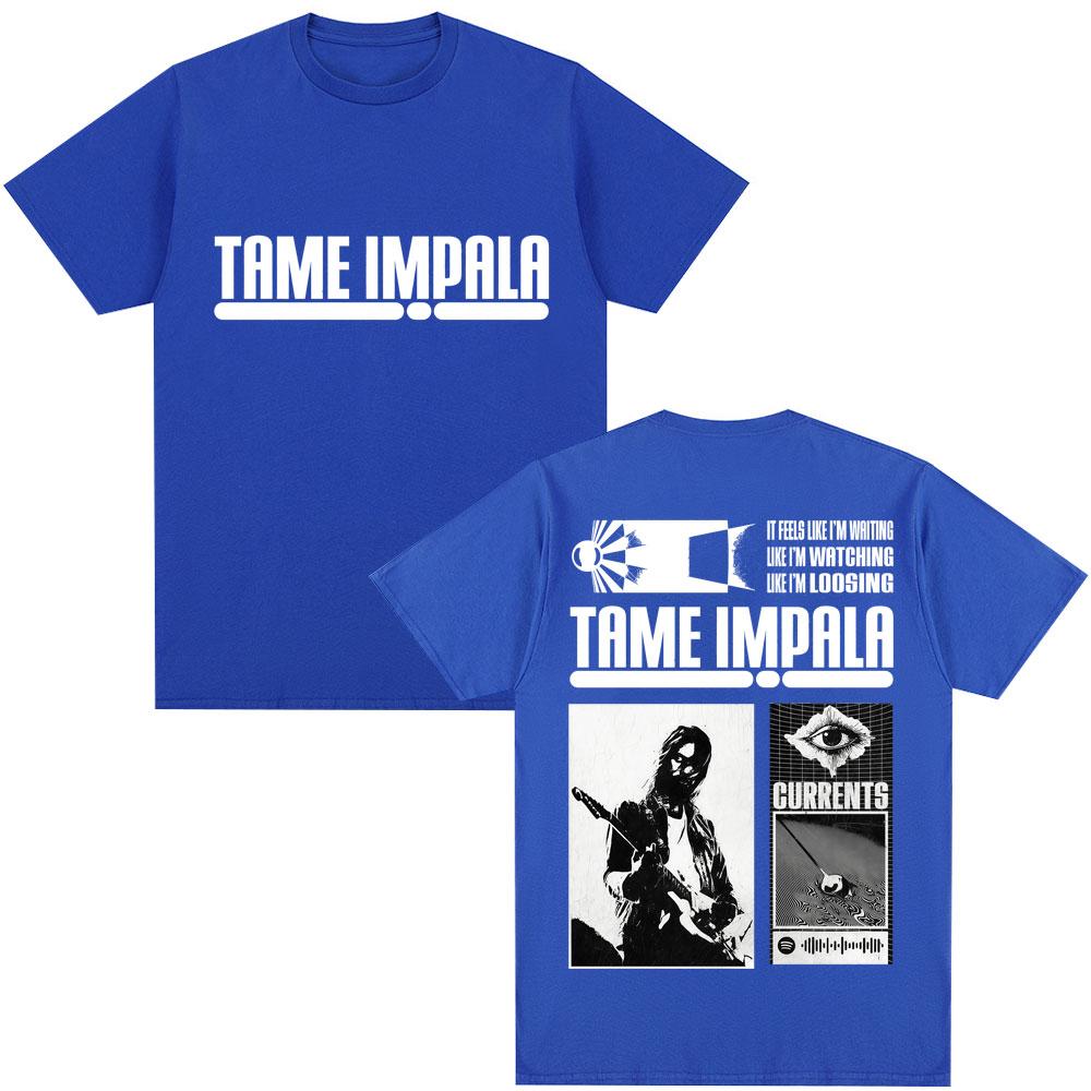 Rock Band Tame Impala Currents Album T Shirts Men Women Harajuku Vintage T-shirts Casual Male Hip Hop Oversized Cotton T Shirt