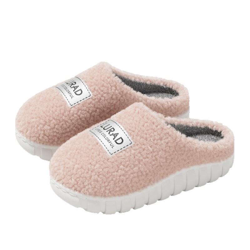 Cotton slippers home autumn and winter couple warm plush shoes indoor household cotton mop thick-soled non-slip wool slippers