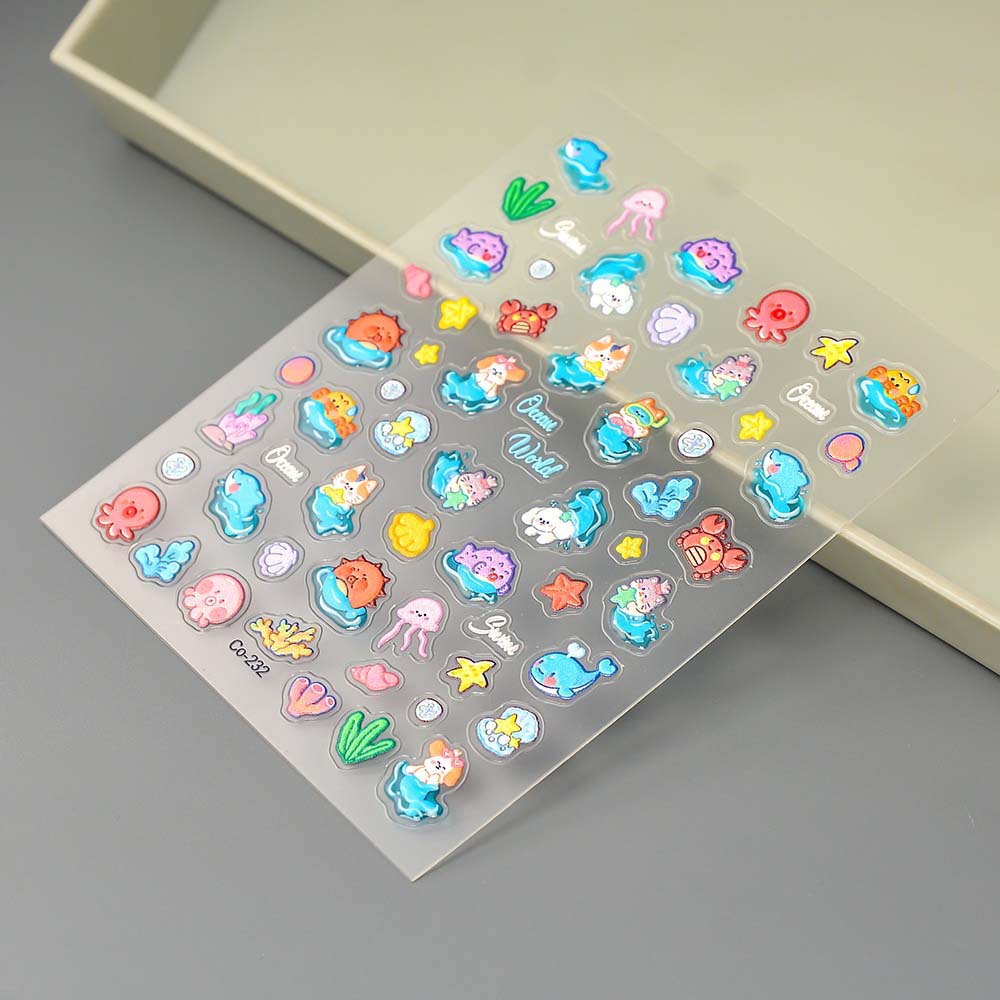 Dolphin Ocean Nail Stickers Sea Jellyfish Ocean Nail Decorations  Summer Beach