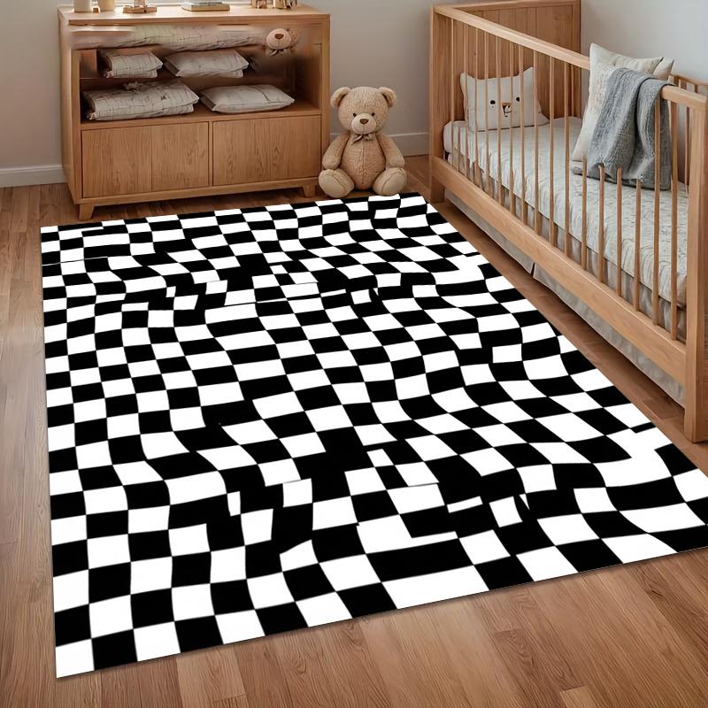 

1pcBlack and White Carpets Simple and High-end Element Floor Mats Bedroom Carpets Restaurant and Café Home Decoration Rugs 40cm x 60cm