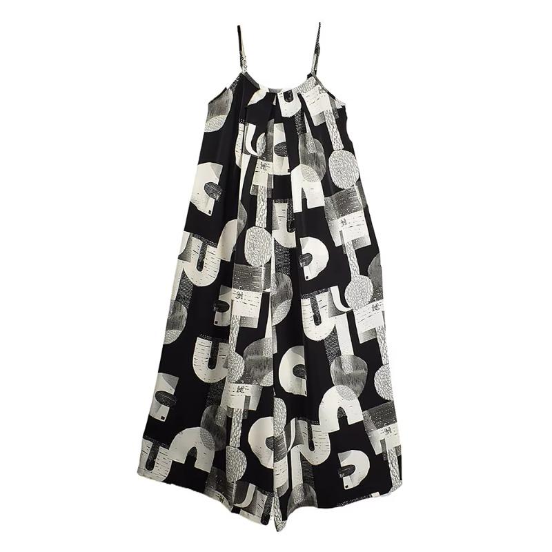 

XITAO Letter Sleeveless Print Jumpsuits ZMY1294 One Size чёрный