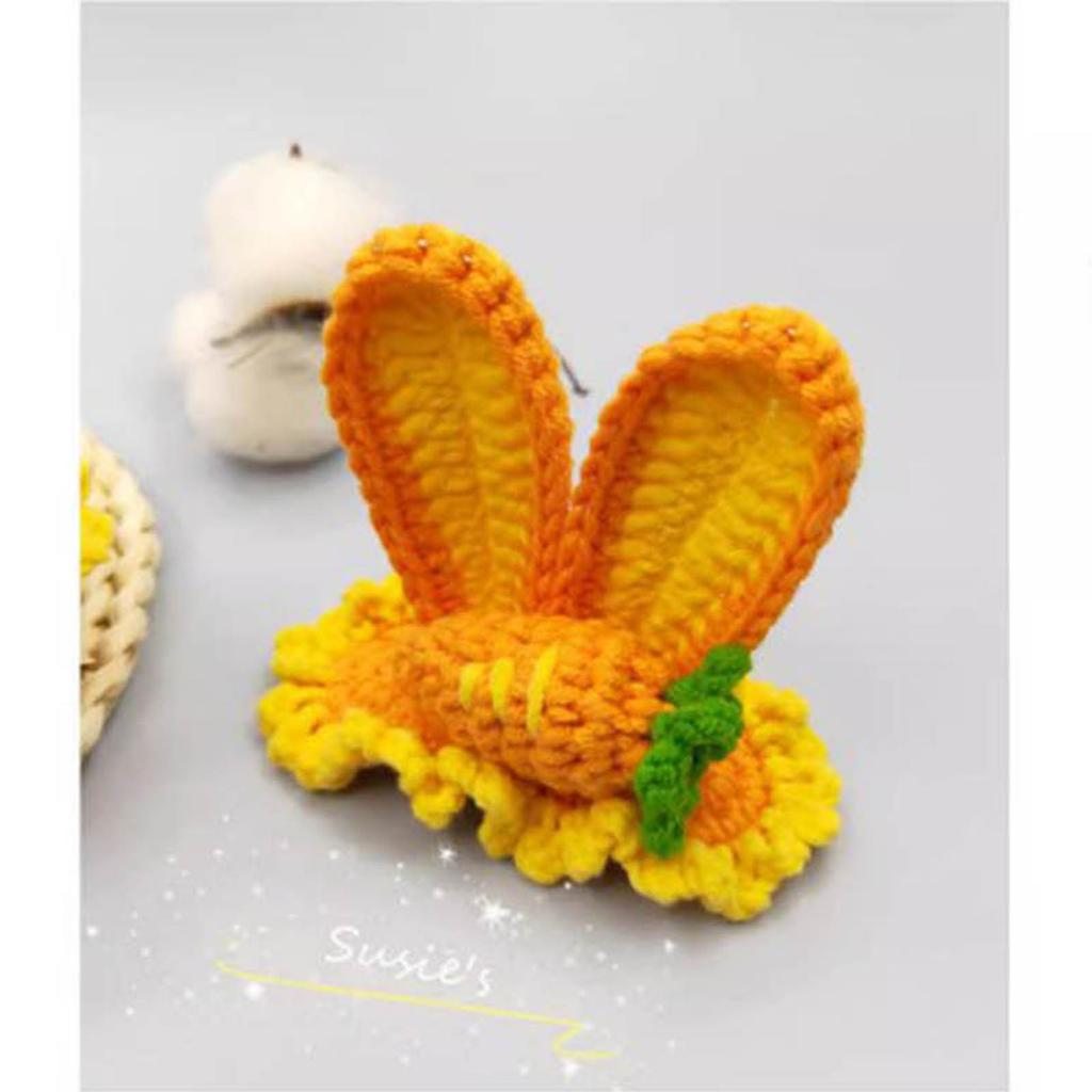 Crocheted Hair Slide Stylish Bangs Hairclip Vintage Carrot Rabbit Ear Hair Accessory Versatile Hairpin Jewelry for Women