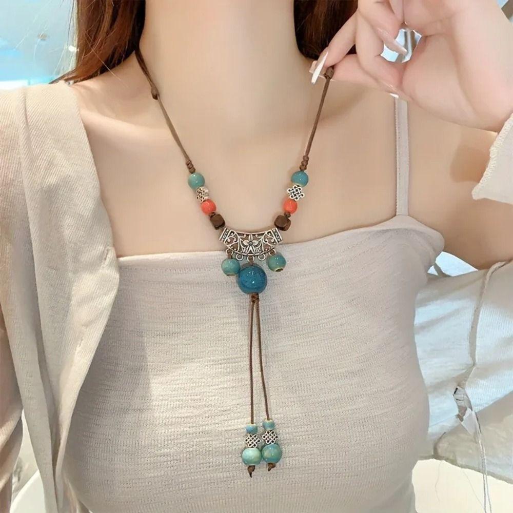 Retro Fashionable Ceramic Necklace Light Luxury Adjustable Necklace Fashion Wear