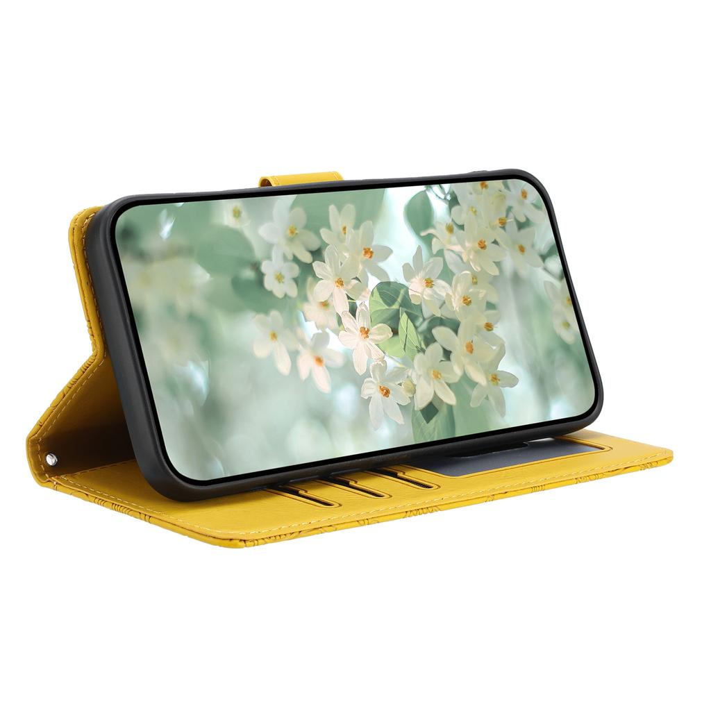 For Samsung Galaxy A55 5G Case Flower Imprint Leather Flip Wallet Phone Cover with Wrist Strap