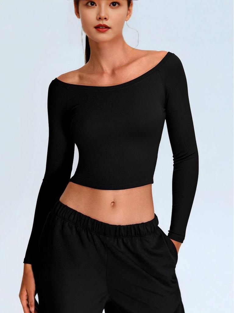 Women's Quick-Dry One-Shoulder Long-Sleeve Yoga & Fitness Top