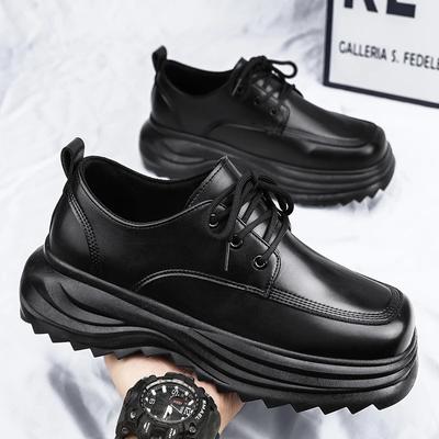 Fashion Men's Dress Shoes Beautiful Fashion Square-toe Thick Sole Trendy Versatile Men's Popular Low-top British Style Work Leather Shoe