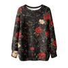 Women's Floral Print Round Neck Long Sleeved T-shirt Sweatshirt Top