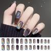 1 set Femei Fete Unghii cu apăsare Efect de ochi de pisică Gel lucios Unghii false Acoperire completă Unghii false scurte Sfaturi pentru unghii acrilice cu lipici Kit DIY pentru unghii