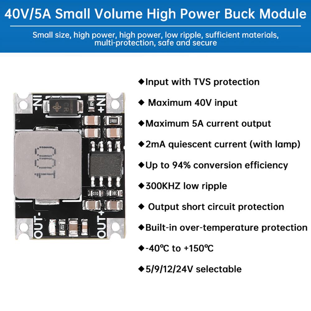5A DC-DC Buck Module 6V-40V to 3.3V 5V 12V High Power Low Ripple DC Buck Power Supply Module Regulator Module