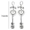 Fashion Dangle Earrings Hoop Earrings Sweet Cool Heart Bowknot Guitar Pendant Earrings Statement Jewelry for Women Girls