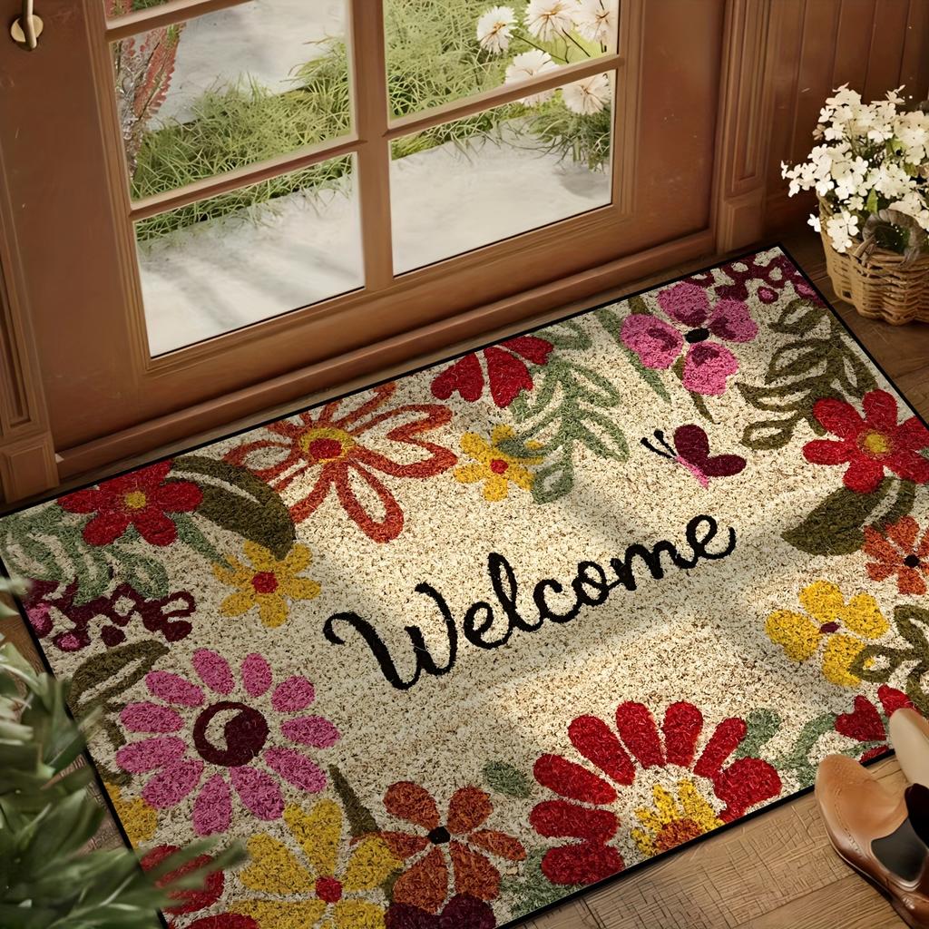 Garden Style Beautiful Flower Carpet Doormat Welcome Mat Easy Clean Living Room Carpet Rug for Bedroom Home Decoration