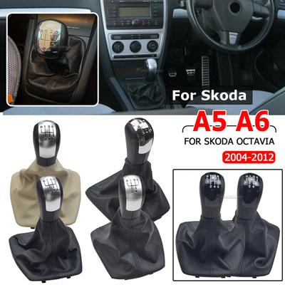Pour Skoda Octavia 2 A5 A6 2004 2005 2006 2007 2008 2009 2010 2011 2012 2013 Levier de Vitesse 5/6 Vitesses Pommeau de Levier de Vitesse Soufflet en Cuir