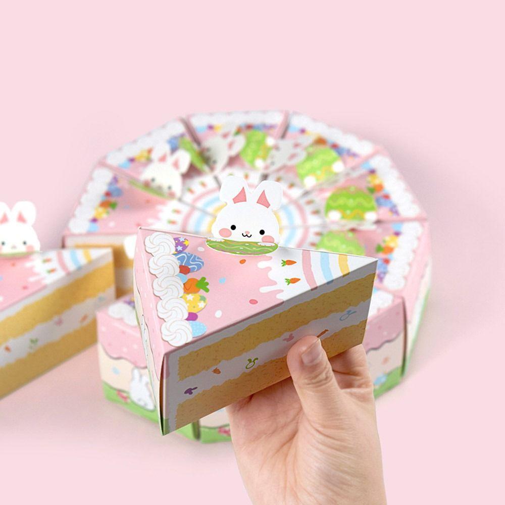 10PCS Creative Cartoon Rabbit Gift Box Triangular Easter Egg Cake Shaped Box Mutlicolor Cookies Snack Sugar Packing Box Easter
