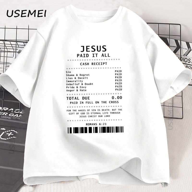 Jesus Paid It All T Shirt Christian TShirt Jesus Loves Me Tshirt Trendy Faith Religious Tees Unisex Women Cotton Loose Clothes
