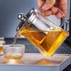 Heat-Resistant Glass Teapot, with Stainless Steel Filter Baskets, Clear Kettle, Brewing Tea Pot, Heatable Pitcher, Jug, Square