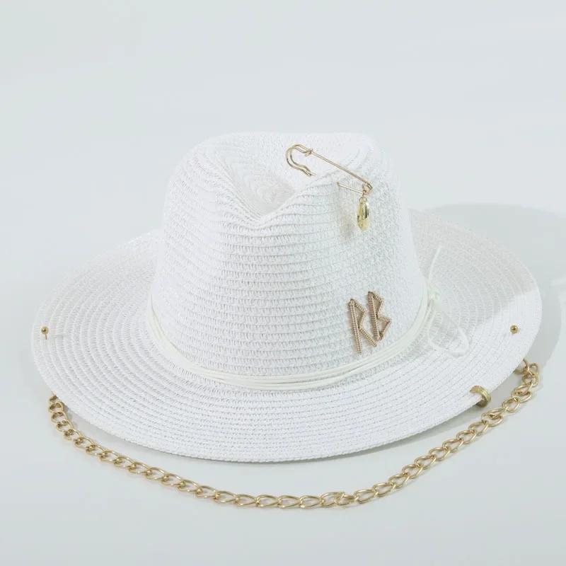 Zomer Strooien Hoeden voor Dames Lint Decoratie Elegante Dames Feestjurk Hoeden Reizen Strand Zon Hoed Chapeau Femme