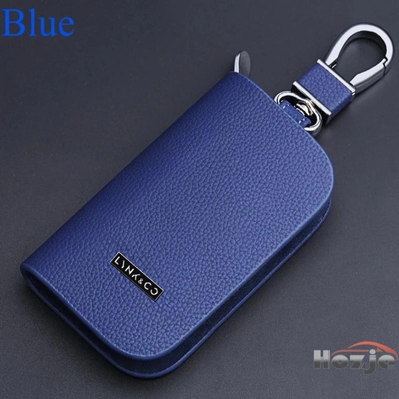 Car Leather Key Case Zipper Key Cover for LYNK CO 01 02 03 05 08 900 09 Z20 Z10 Accessories Remote Control Protective Cover