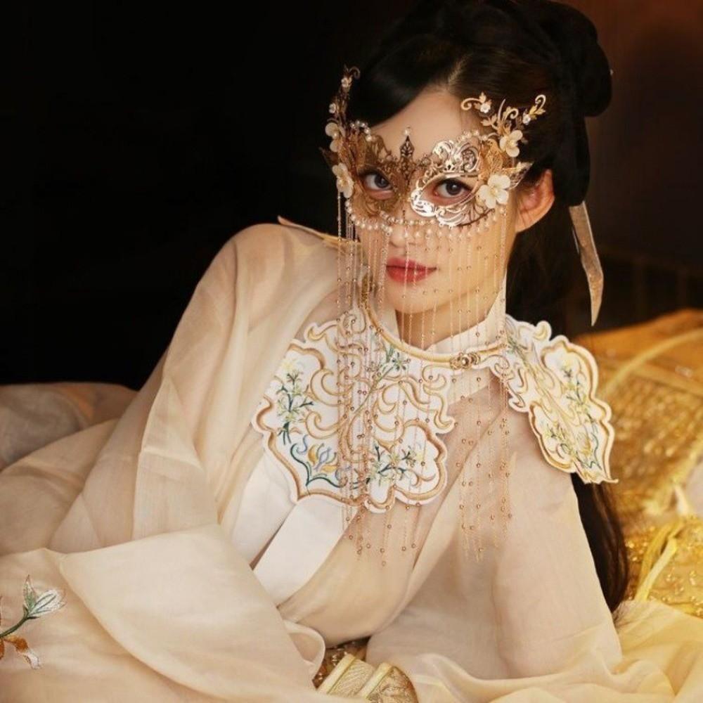 Chain Wedding Mask Pearls Women Mysterious Veil Exquisite Anonymous Face Cover  Gift