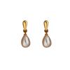 Light Luxury Style Earrings Niche Water Drop Geometric Design Pearl Stud Earrings Versatile Ear Accessories