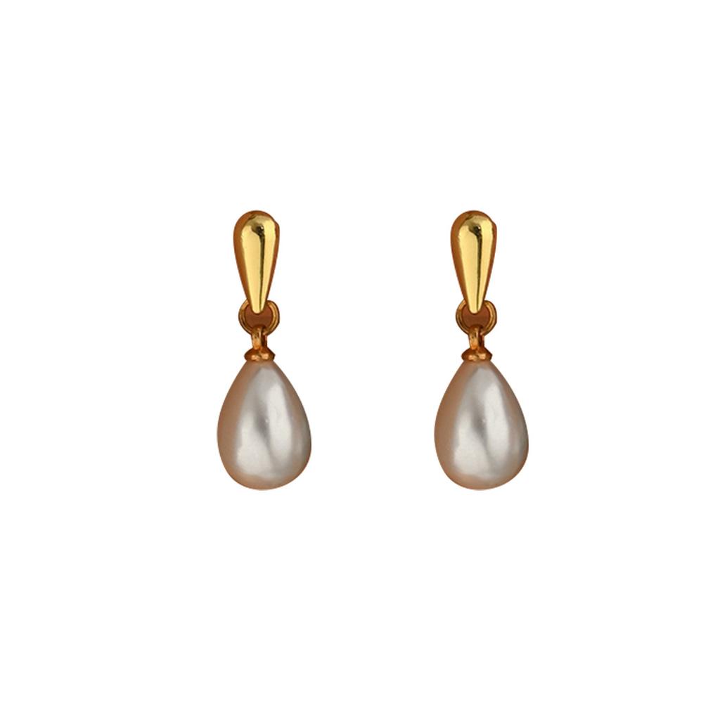 Light Luxury Style Earrings Niche Water Drop Geometric Design Pearl Stud Earrings Versatile Ear Accessories