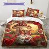 Valentine's Day Pattern Bedding Quilt Cover Pillowcase Home Decoration Birthday Gift (1 * Duvet Cover + 2 * Pillowcase, Without Core)