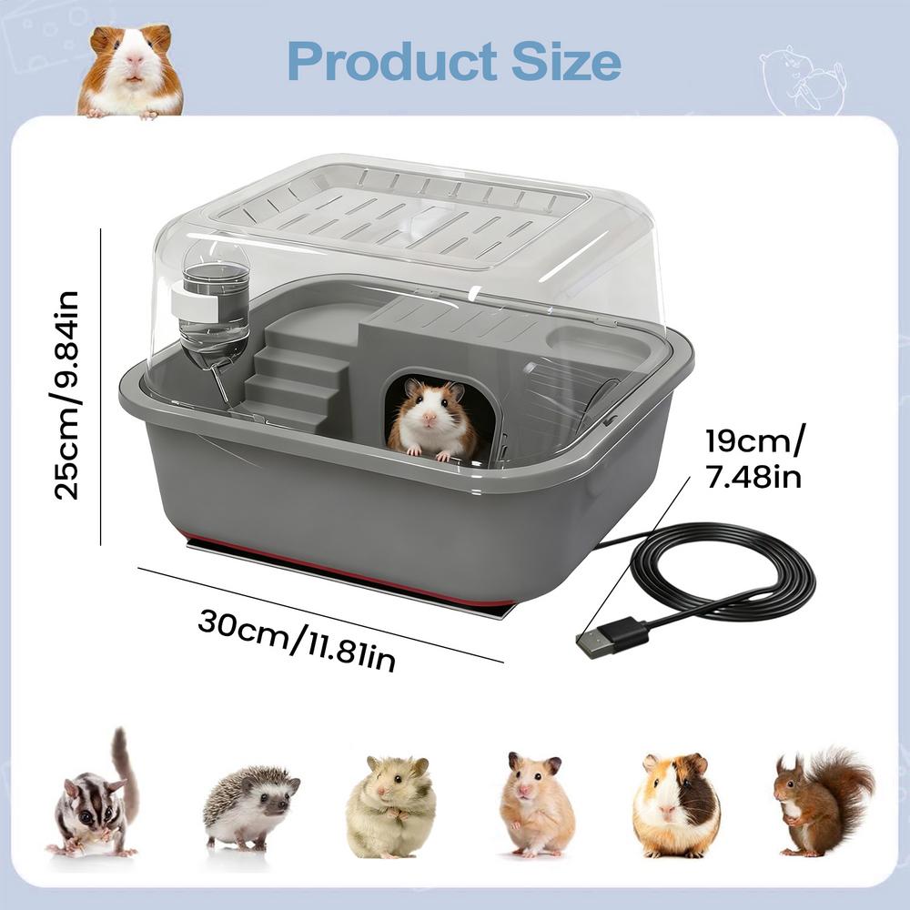 

Cage For Hamster Transparent Quiet Running Wheel USB Heated Hamster Cage For Squirrel Gerbil Calming Playing Exercising Balcony сірий колір