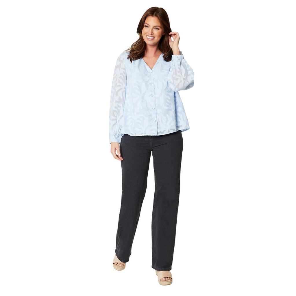 Princípios Jeans femininos/senhoras de perna larga