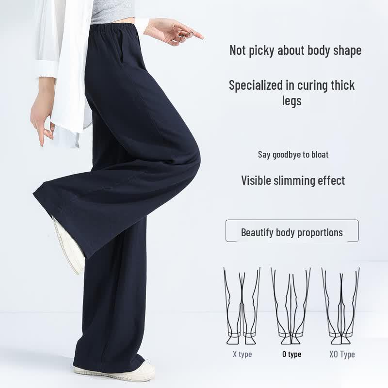 MINISO Women's Linen Blend Wide-Leg Casual Pants