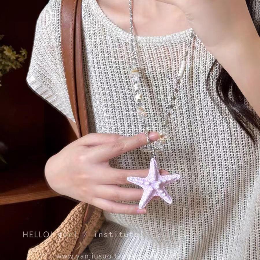 Color Dopamine Starfish Necklace Women's Island Vacation Style Film High-end Sense Niche Collarbone Chain Versatile Accessories