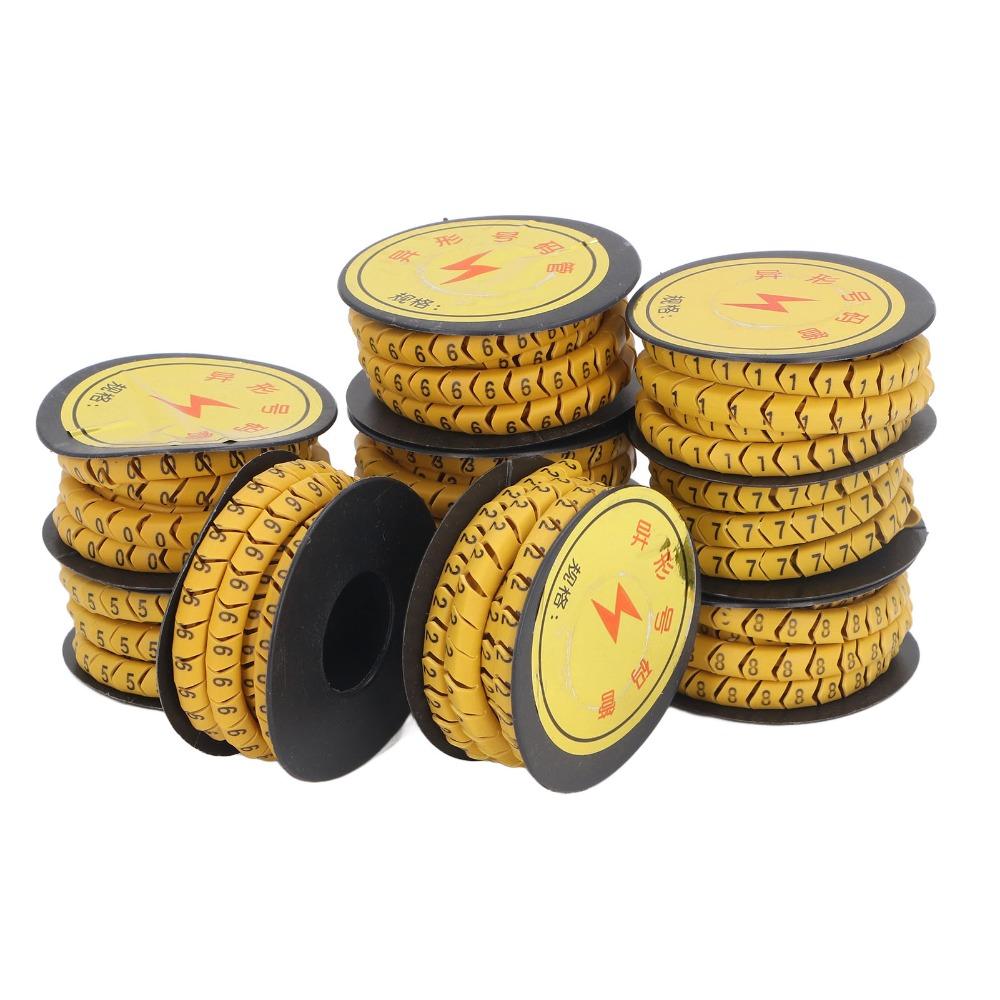 10PCS PVC Material Cable Identification Markers Wire Marking Sleeves Electrical Network Wiring