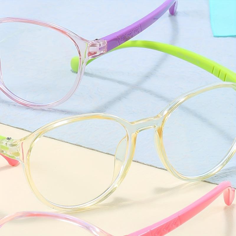 3pcs Cute and Colorful Super Light Round Glasses for Boys and Girls, Casual Classic Blue Light Blocking Glasses