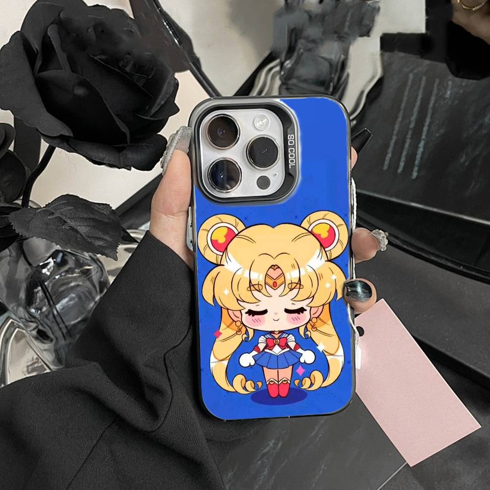 Cartoon Sailor M-Moon Phone Case For IPhone 16 17 15 14 12 13 Pro Max Black Color Shockproof Cover