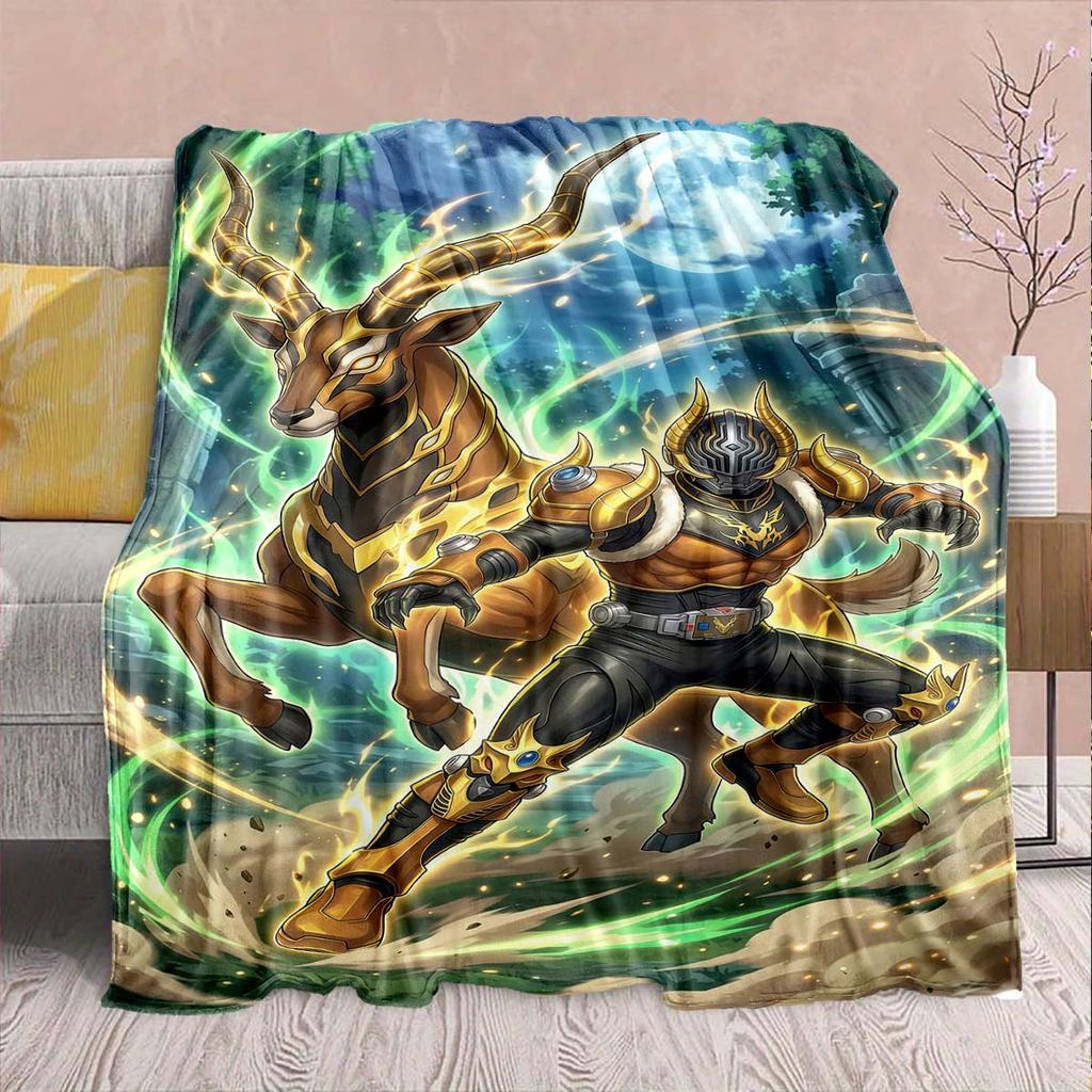 Kamen Rider Anime Flannel Blanket – Soft, Warm, Perfect for Sofas, Bedding, Camping, Travel, Office, and Home Decor – QJY
