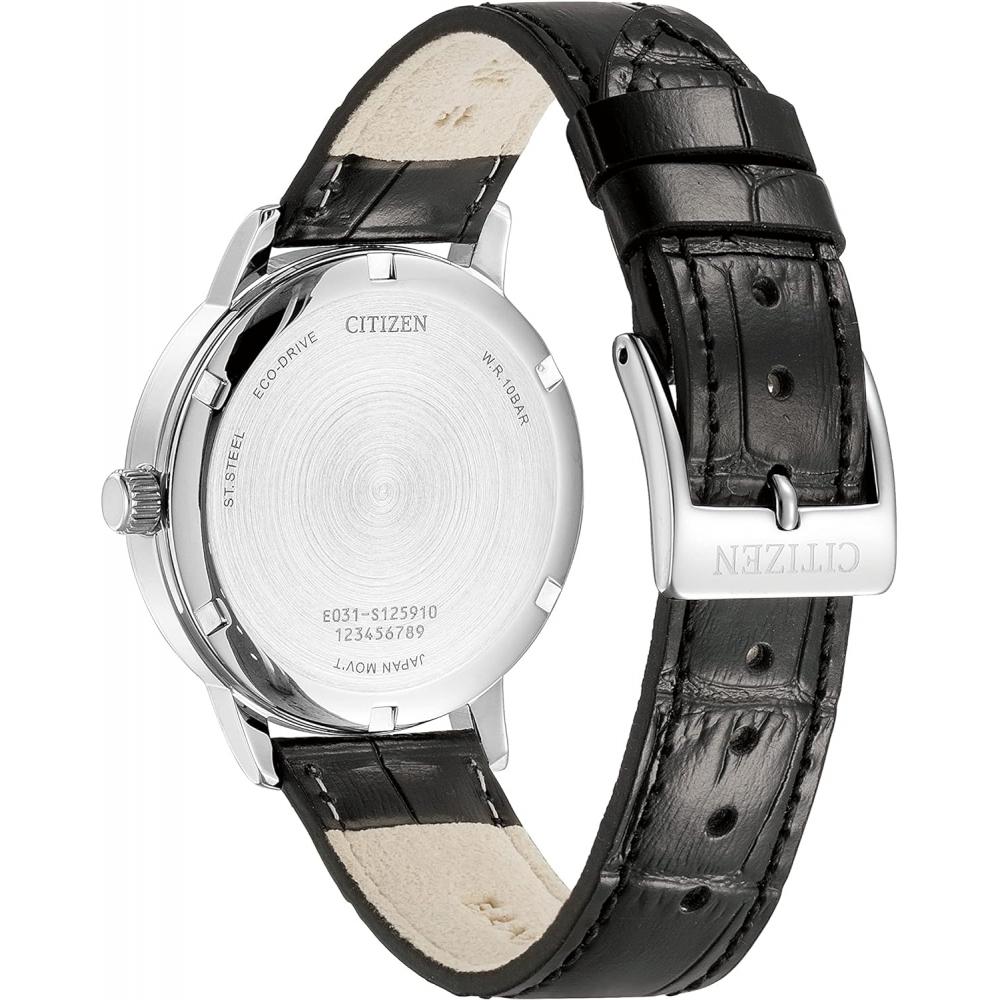 [citizen] Bj6541 15a Photoelectric Eco Drive Waterproof White Calf Leather Watch  Black