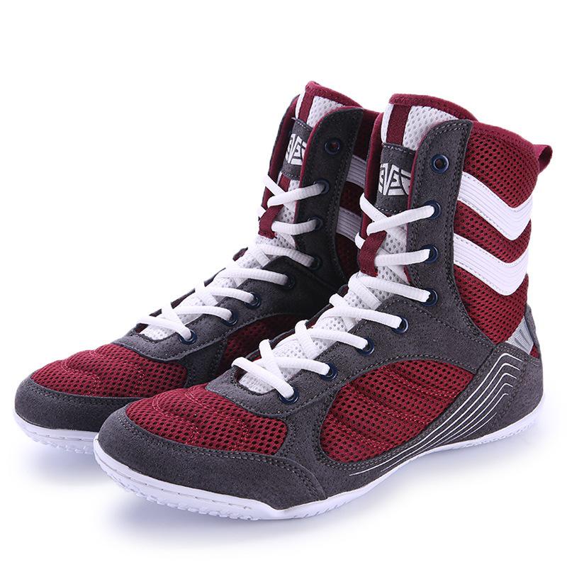 Unisex High-Top Boxing Shoes for Youth Training, Competitions, Wrestling, Sanda, and General Fitness.