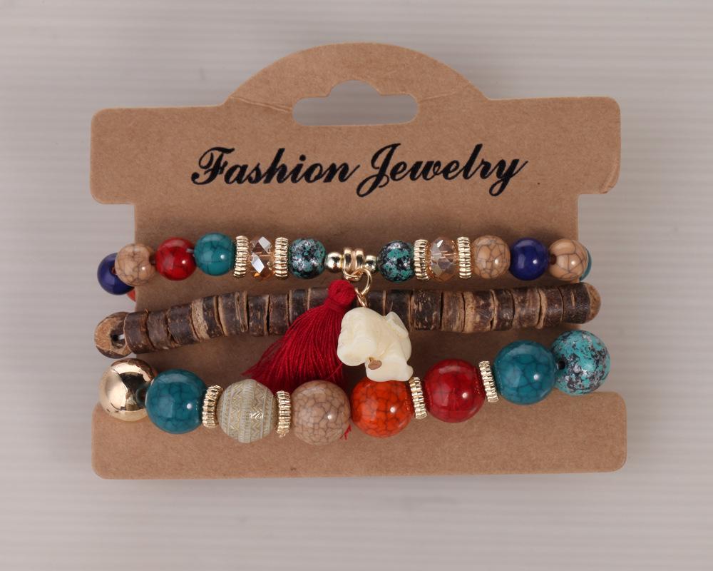 

JYL TS Bracelet Bohemian Baseball Multi-layer Beads Enhances Passion Dark colorful cg червоний колір