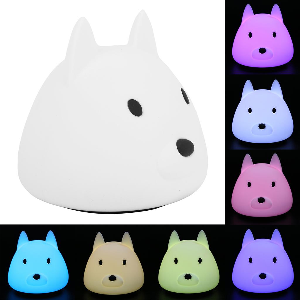 Cute Night Light Dog Animal Silicone Lamp Colorful Gradient Ambient Lighting for Bedroom
