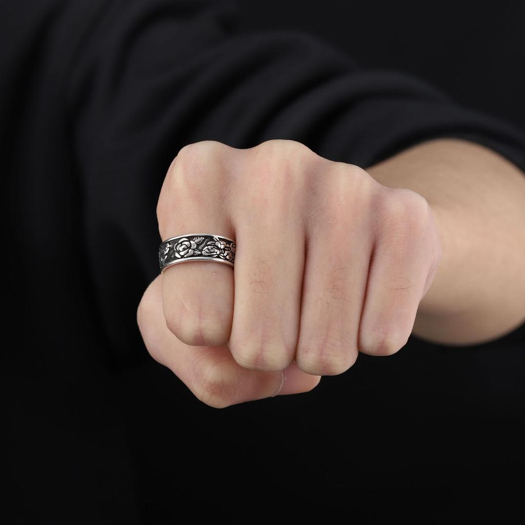 Vintage rose ring that does not fade, retro fashion trend, adjustable open ring for couples, high-end versatile accessory