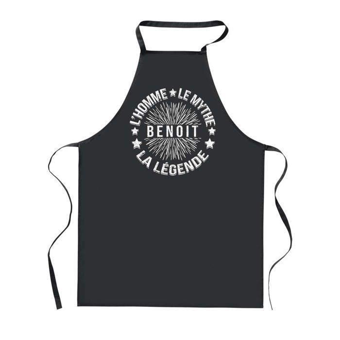 Tablier de cuisine - Benoit - Noir - Motif étoile - Coton