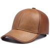 Men's Top Grain Cowhide Leather Baseball Cap - Duckbill Style for Middle-Aged & Elderly, Autumn/Winter Outdoor Fashion Dad Hat