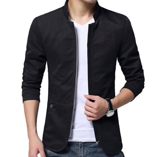YYG Mens Stand Collar Zip Front Casual Cardigan Sweatshirt Solid Color Jacket Coat YYG Mens Stand Collar Zip Front Casual Cardigan Sweatshirt Solid Color Jacket Coat