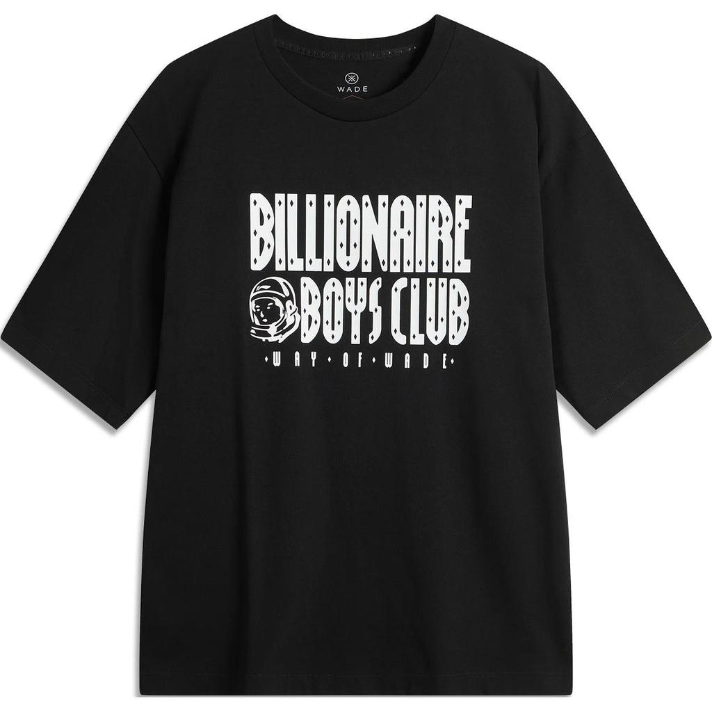 Li Ning Wade Series Lockerer Buchstaben Rundhals Pullover Kurzarm T-Shirt Herren Oberteile Schwarz AHSUC31-1