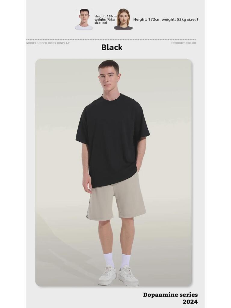 KITE Herr 300G Tung Bomull Lös Passform Amerikansk Stil T-Shirt - Kortärmad, Stor Storlek, Trendig Design